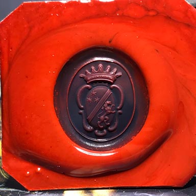ceralacca da anello sigillo con stemma araldico (heraldic crest)