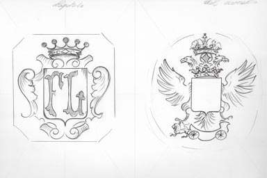 sketch of heraldic crest - disegno stemma araldico