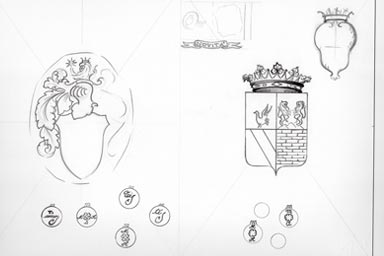 sketch of heraldic crest - disegno stemma araldico